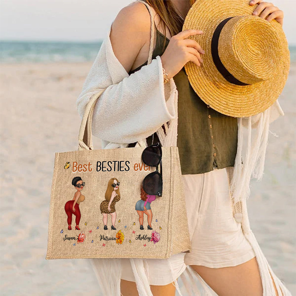 Best Bestie Ever - Personalized Custom Jute Tote Bag