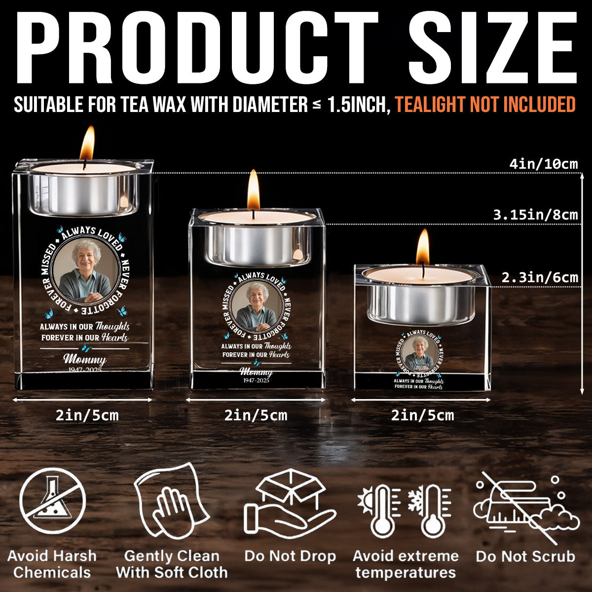 Always Loved - Personalized Custom Crystal Candle Holder