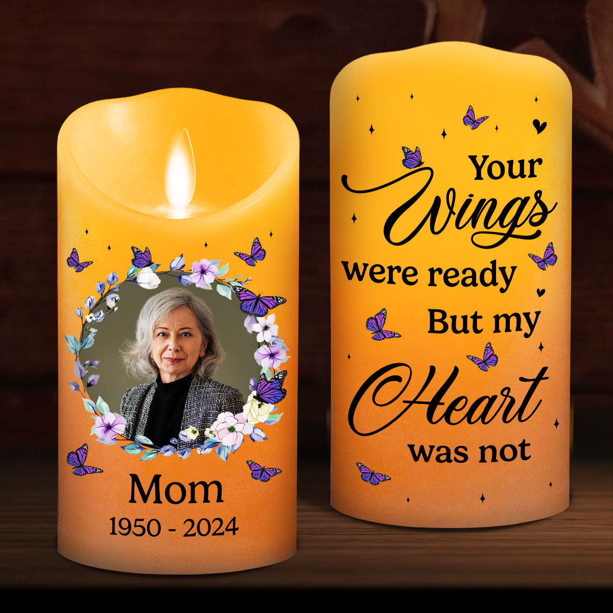 Your Wings Were Ready - Personalized Custom LED Candle