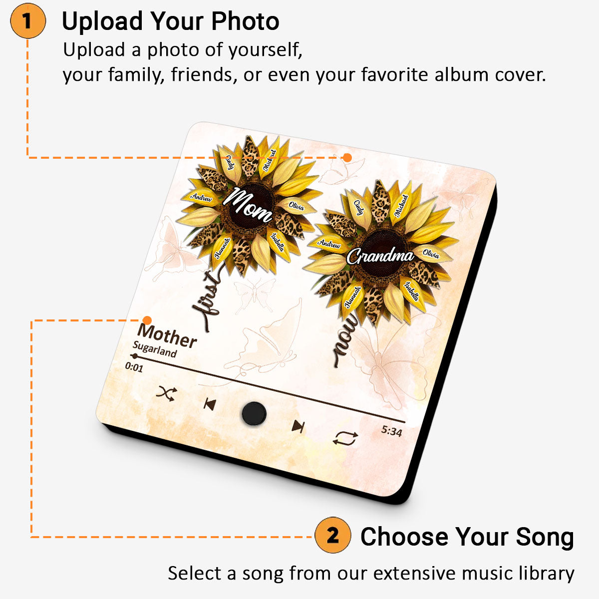 First Mom Now Grandma - Personalized Custom Music Fridge Magnet