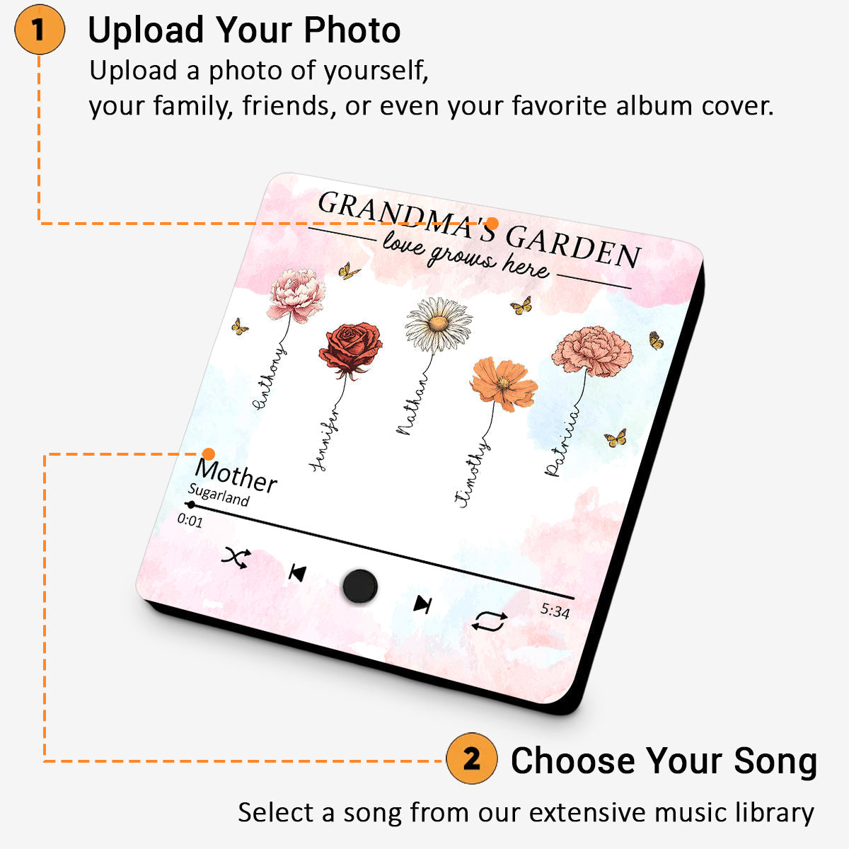 Love Grows Here - Personalized Custom Music Fridge Magnet