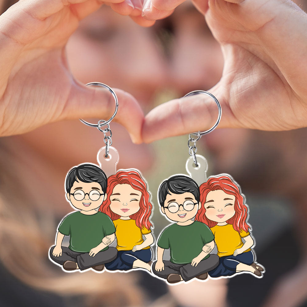 Cartoon Couple - Personalized Custom Acrylic Keychain