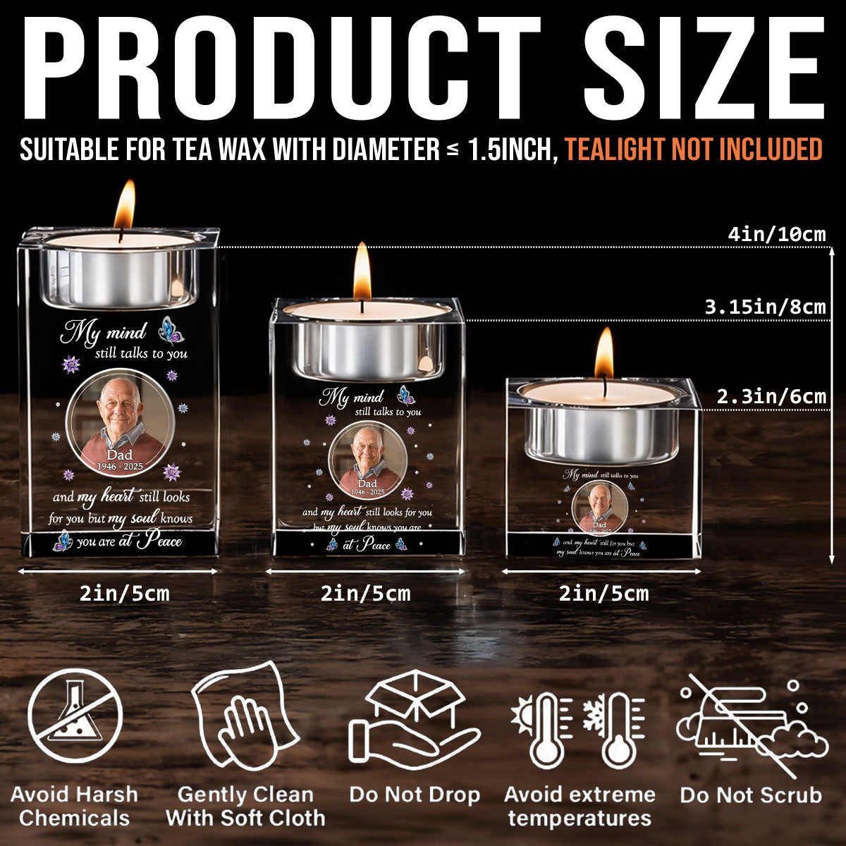 In My Mind - Personalized Custom Crystal Candle Holder