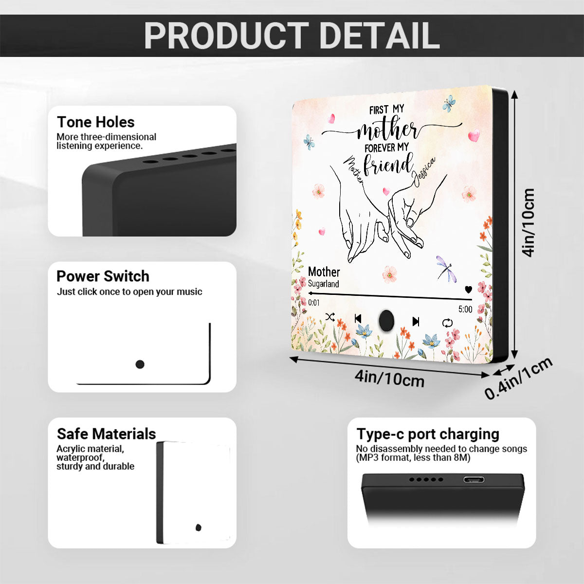 First My Mother Forever My Friend - Personalized Custom Music Fridge Magnet