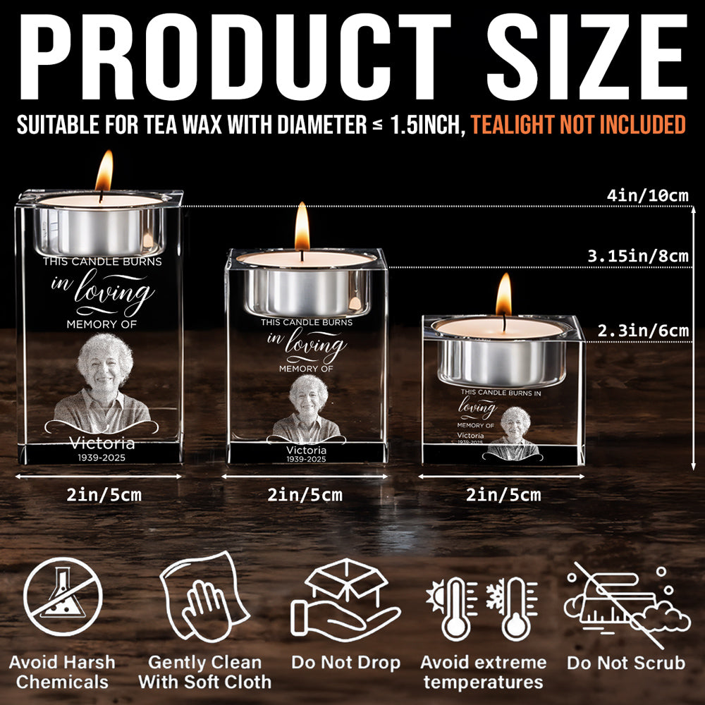 In Loving Memory - Personalized Custom Engraved Crystal Candle Holder