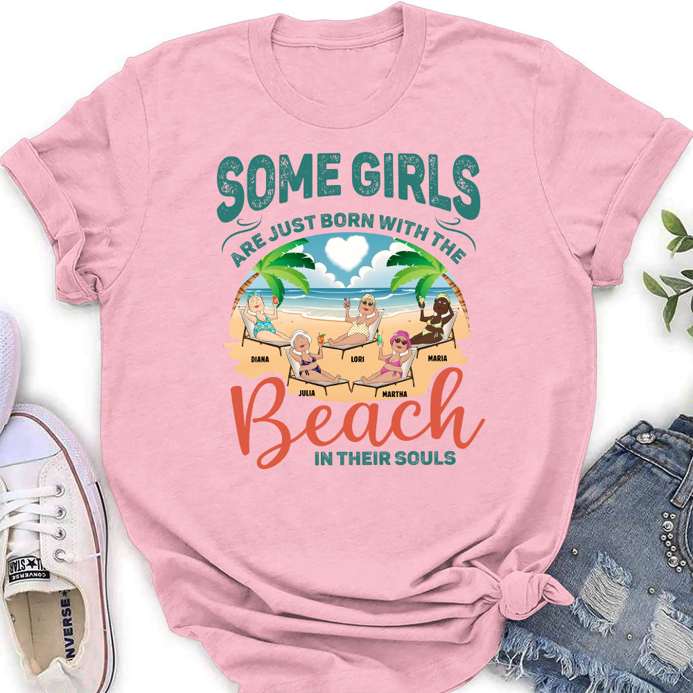 Born With The Beach In Their Souls - Personalized Custom Women's T-shirt