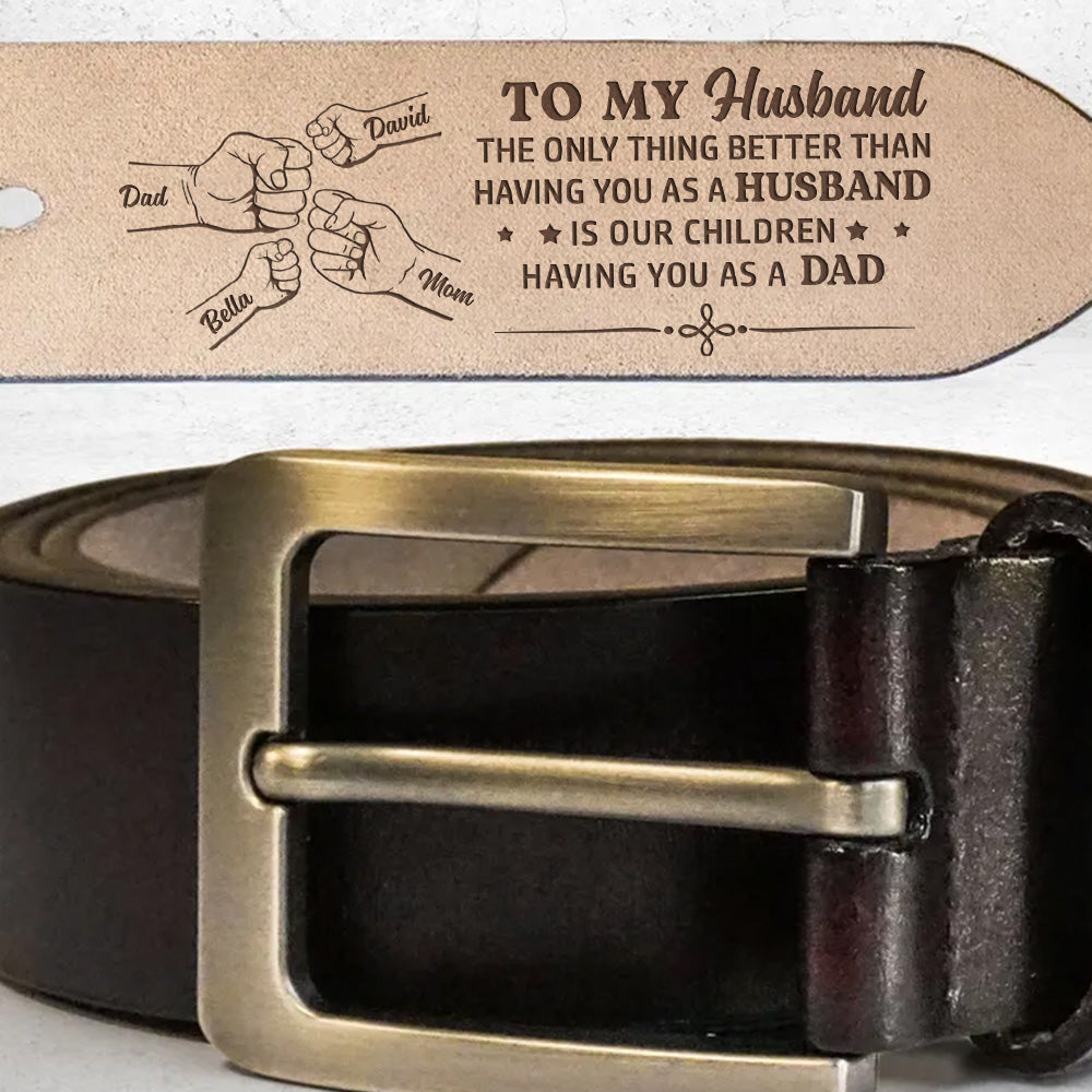 Dad Of Our Children - Personalized Engraved Leather Belt