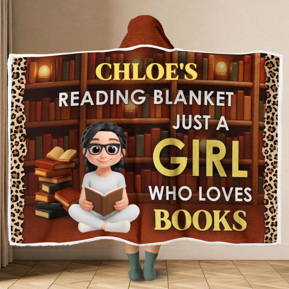 Just A Girl Who Loves Books - Personalized Custom Hooded Blanket