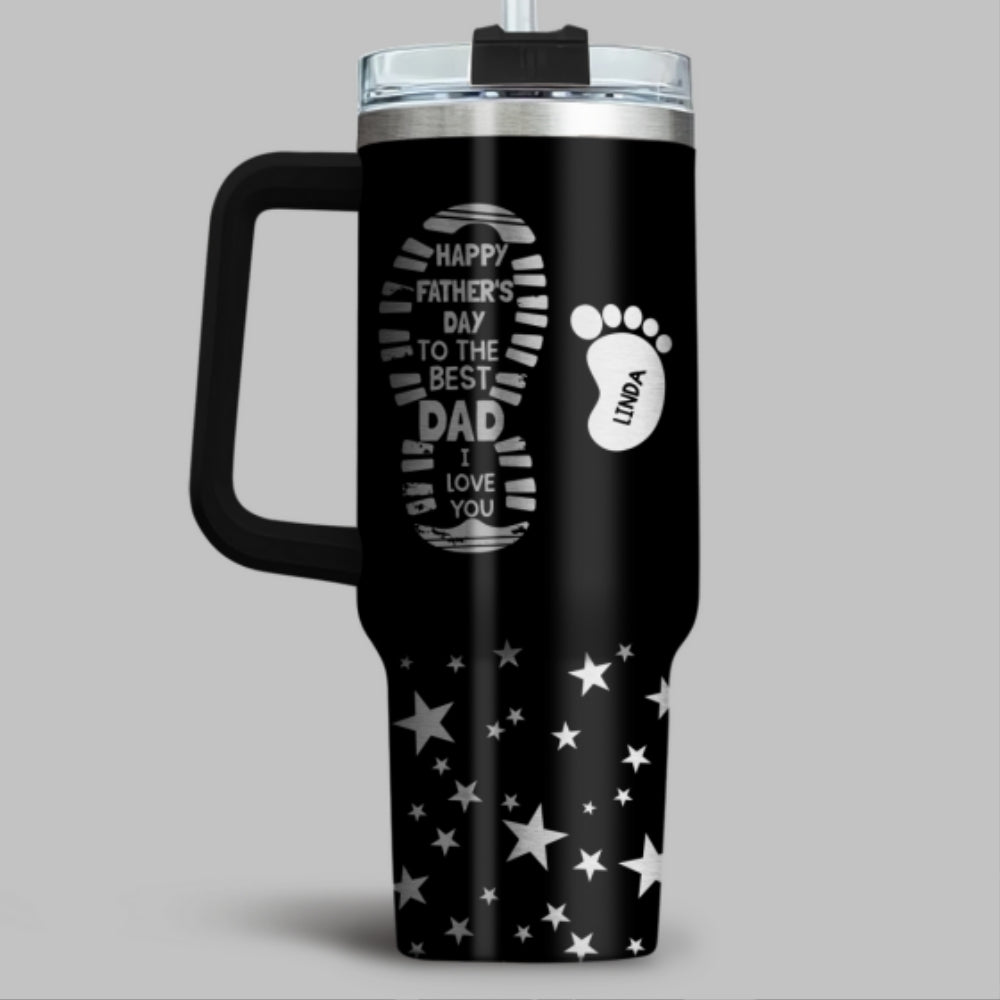 To The Best Dad - Personalized Custom Engraved 40oz Tumbler With Handle