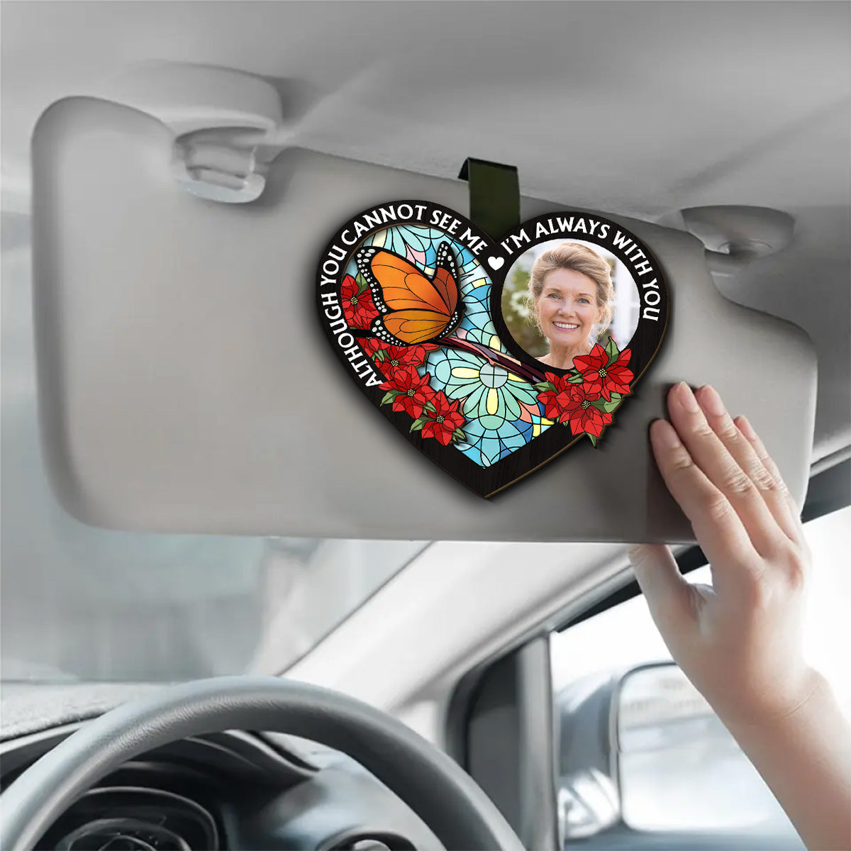Always With You Memorial Heart - Personalized Custom Car Visor Clip