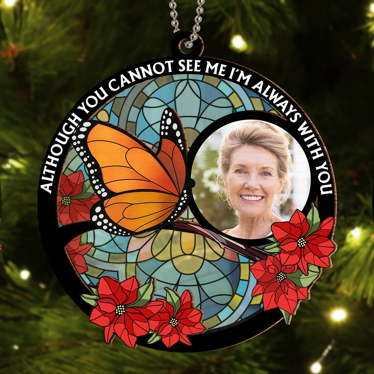 Always With You Memorial Heart - Personalized Custom Suncatcher Ornament