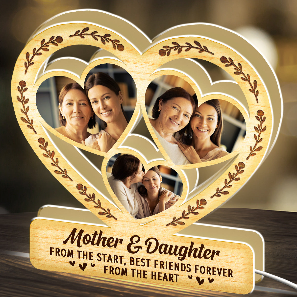 Mother And Daughter From The Heart - Personalized Custom Light Box