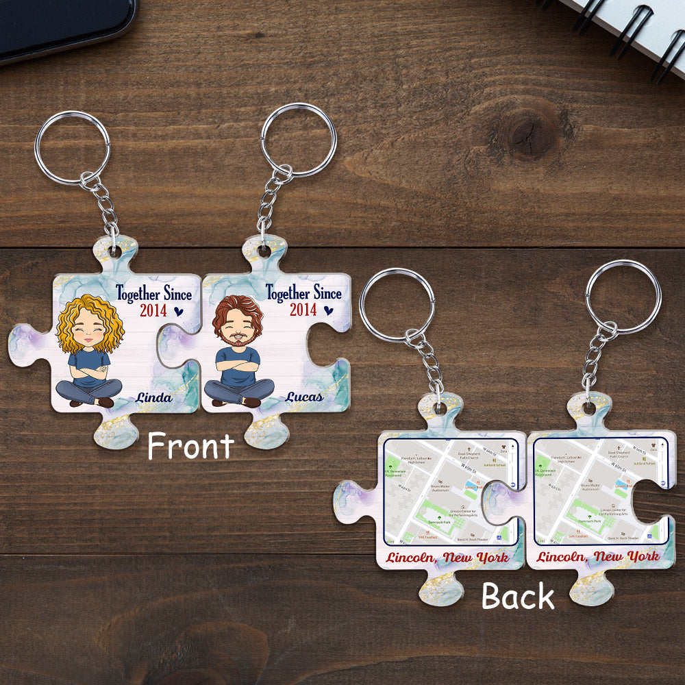 Custom Map Together - Personalized Custom Couple Acrylic Keychain
