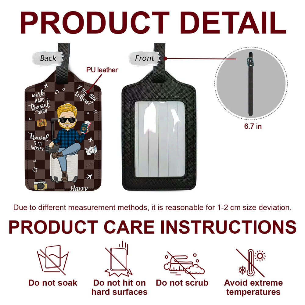 Travel Is My Therapy - Gift For Traveling Lovers - Personalized Luggage Tag