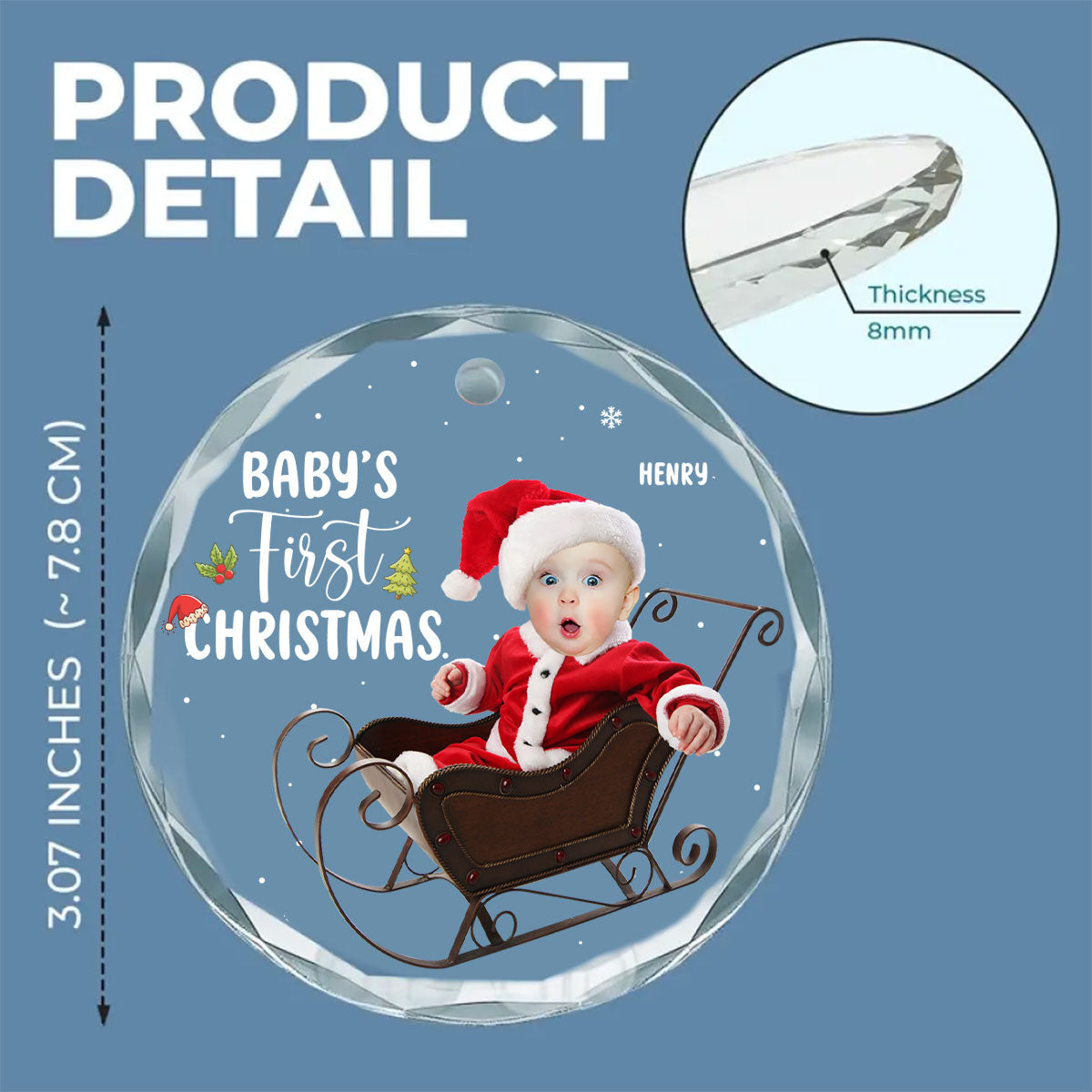 Baby 1st Christmas - Personalized Custom Glass Ornament