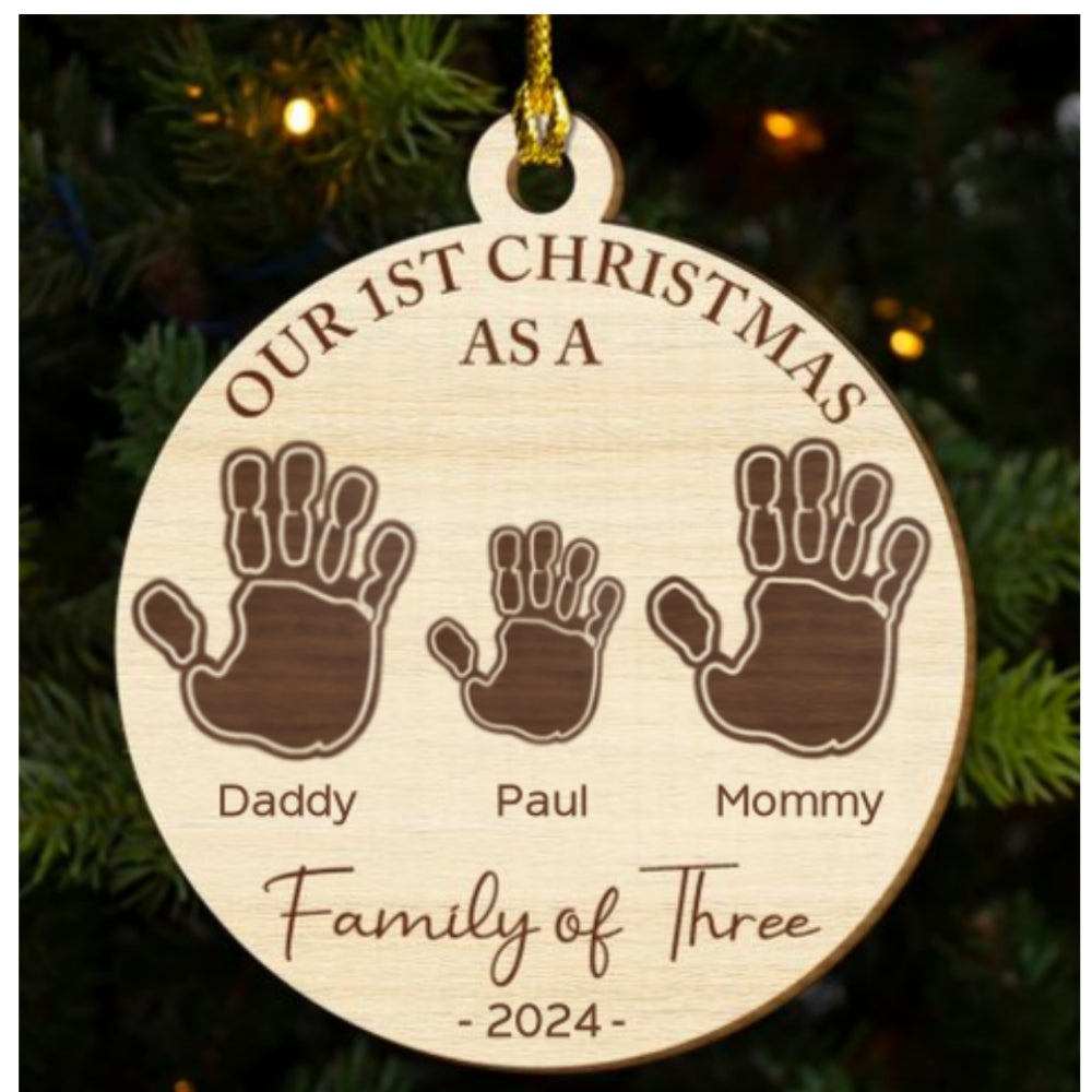 Our Family Handprints - Personalized Custom Freeshape 2-Layered Wood Ornament