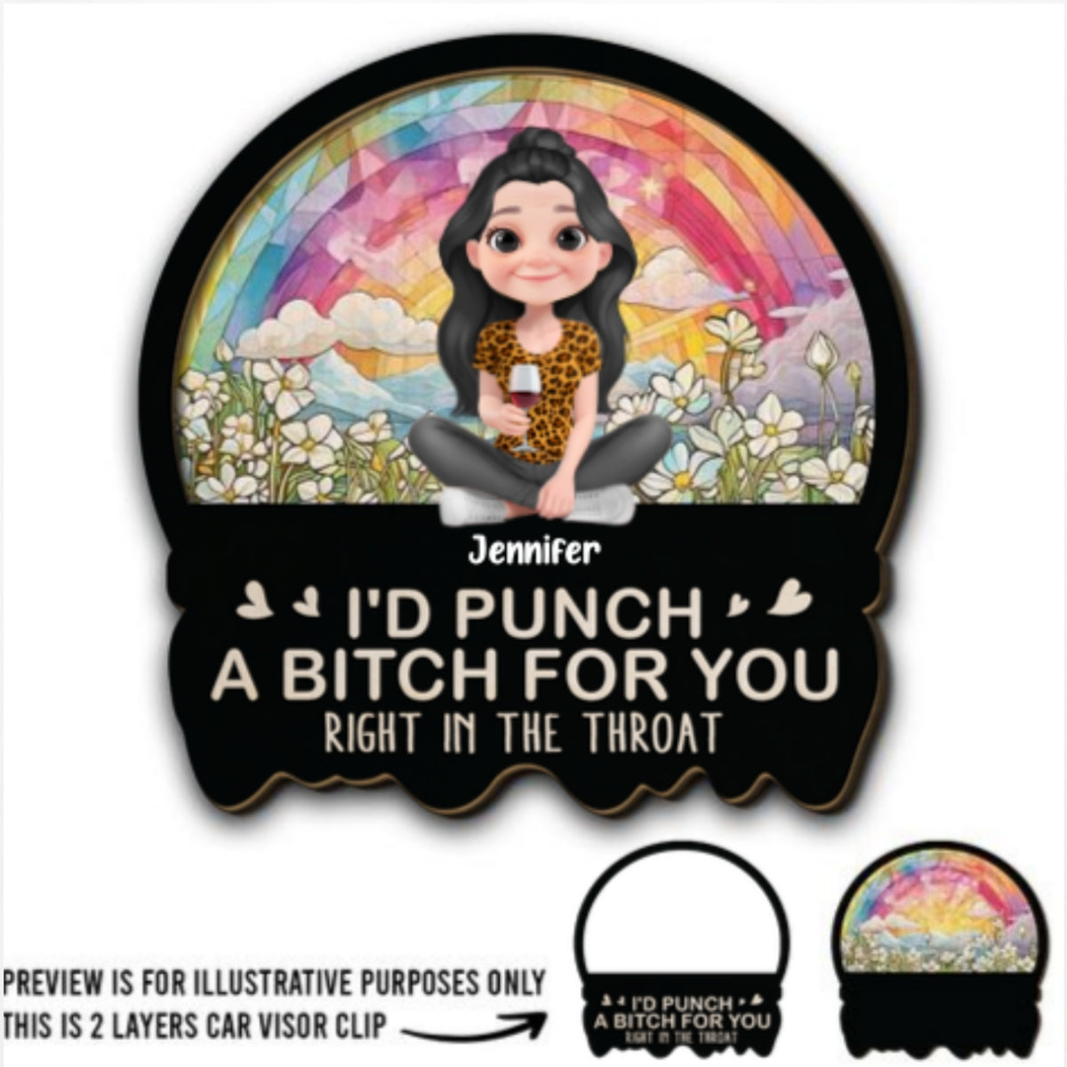 Right In The Throat For You Bestie Sister - Personalized Custom Car Visor