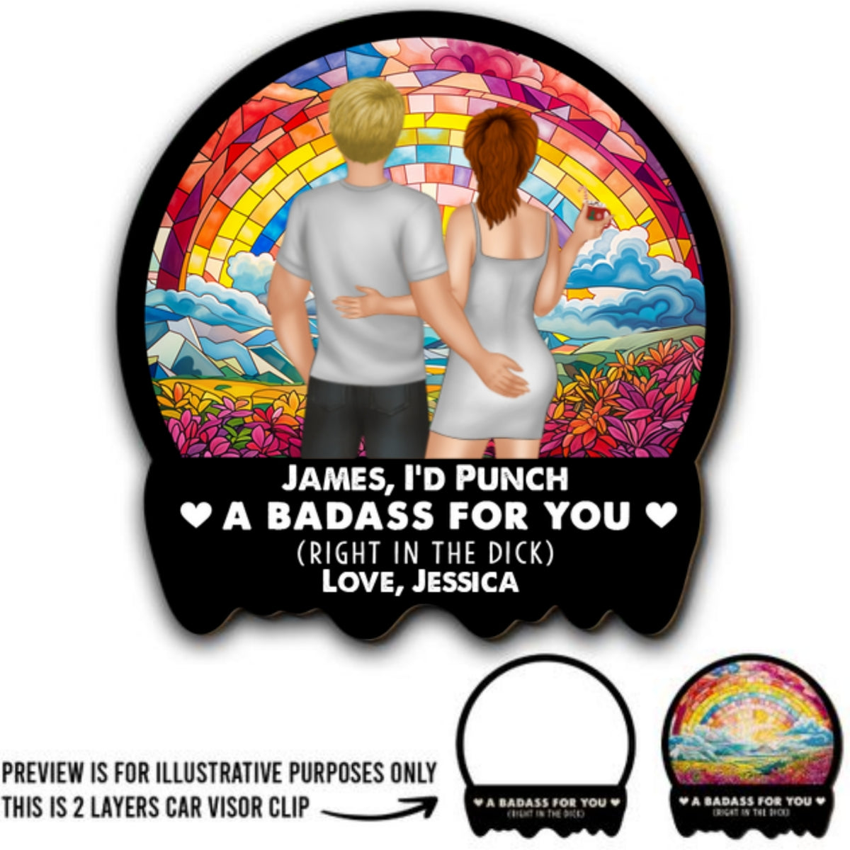 Punch A Badass For You Boyfriend Husband - Personalized Custom Car Visor Clip