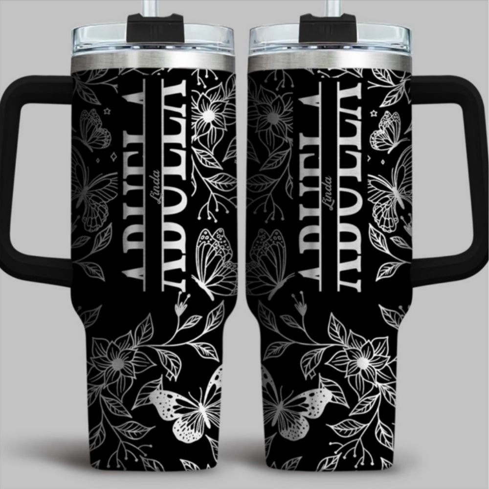 The Love Of Mom - Personalized Custom Engraved 40oz Tumbler With Handle