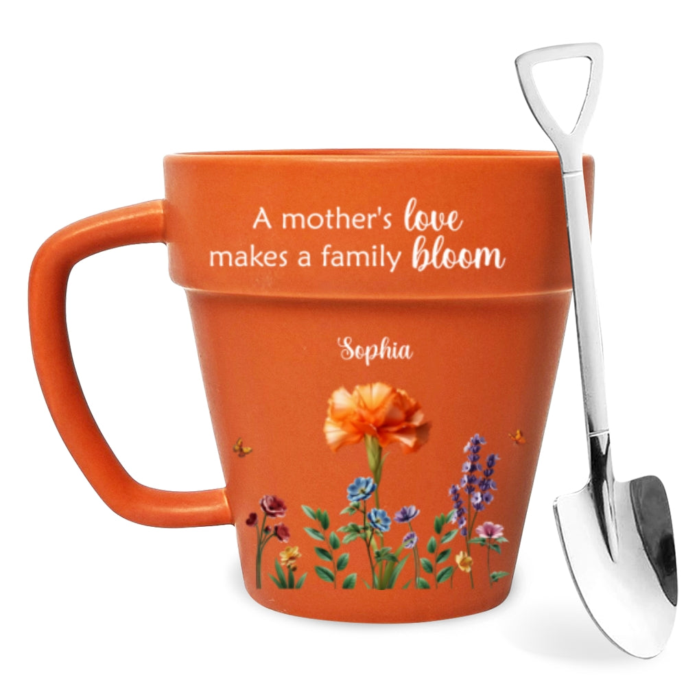 Love Makes A Family Bloom - Personalized Custom Plant Pot Mug