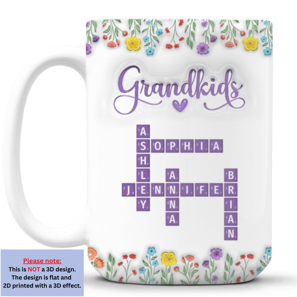 Love My Grandkids Crossword - Personalized Custom 3D Inflated Effect Mug