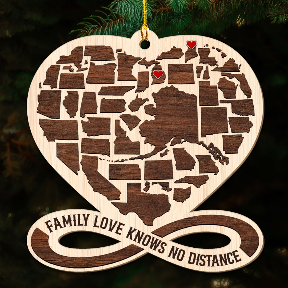 The Heart Knows No Distance - Personalized Custom Wood Ornament