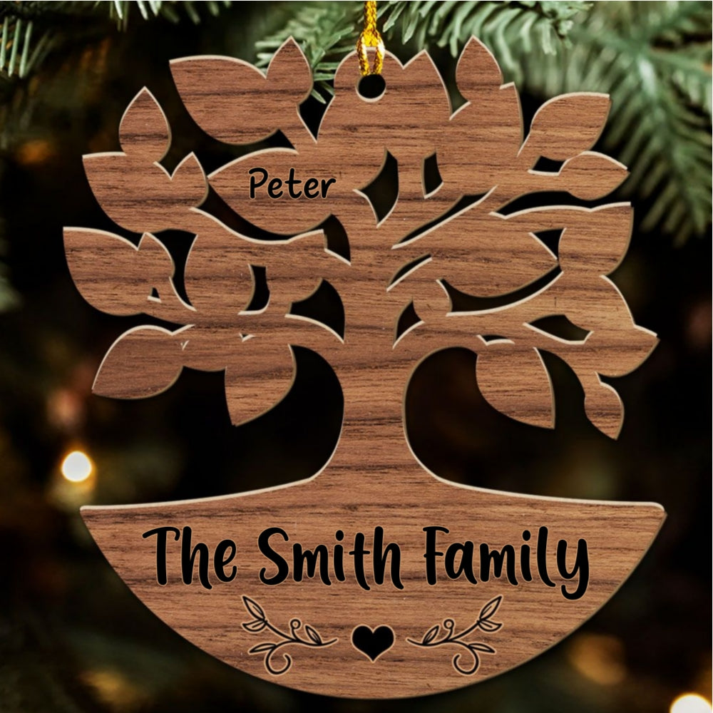 Warm Family Tree - Personalized Custom Wood Ornament