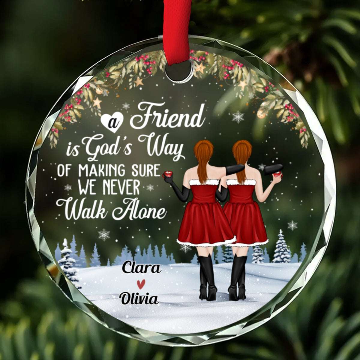 We Never Walk Alone - Personalized Custom Glass Ornament
