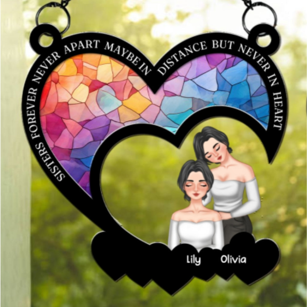 Besties Lean On Shoulder - Personalized Custom Suncatcher