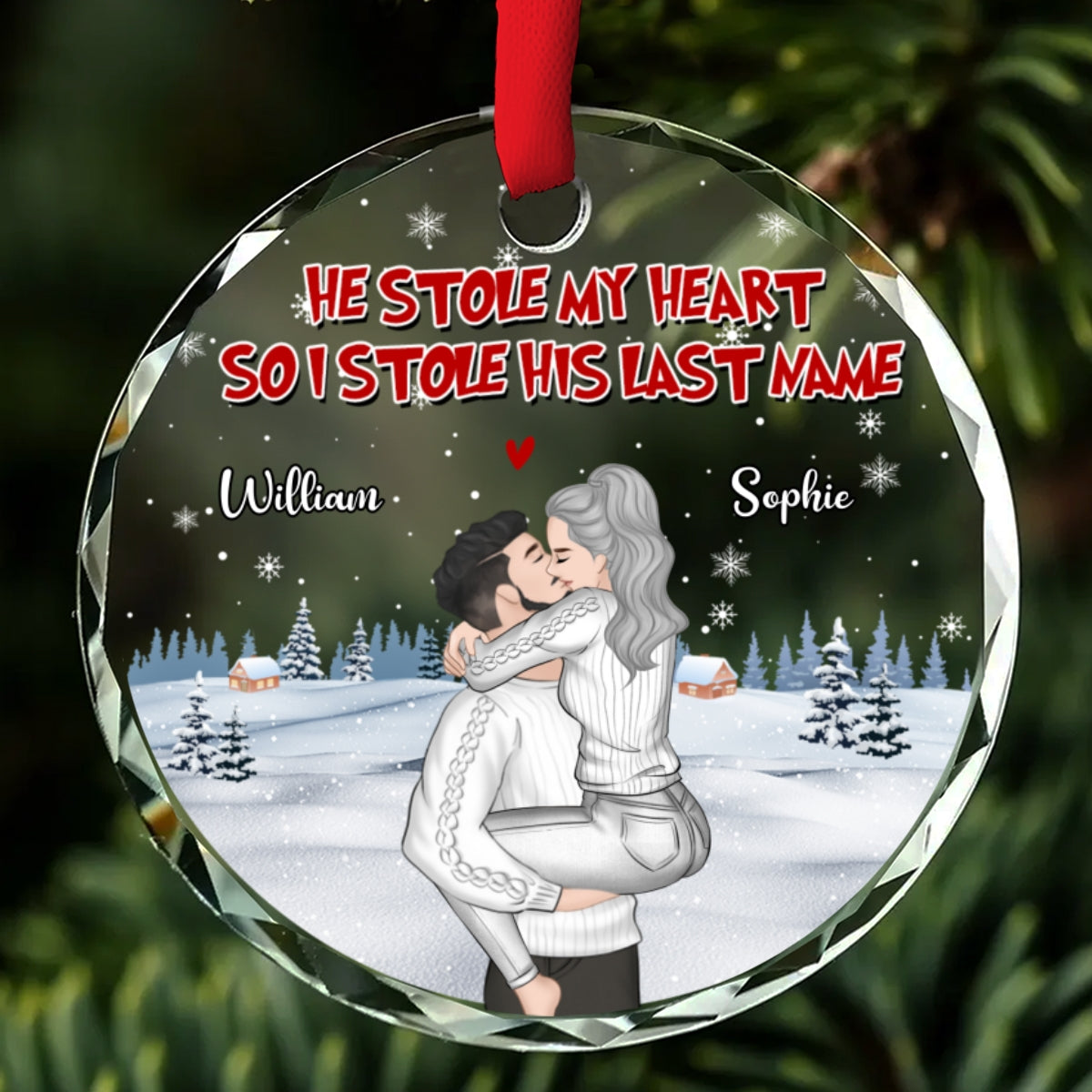 You Stole My Heart - Personalized Custom Glass Ornament