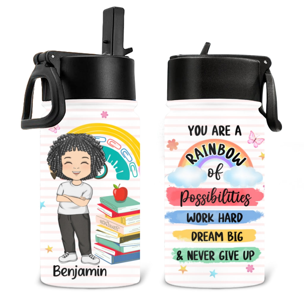 You Are A Rainbow - Personalized Custom Kids Water Bottle