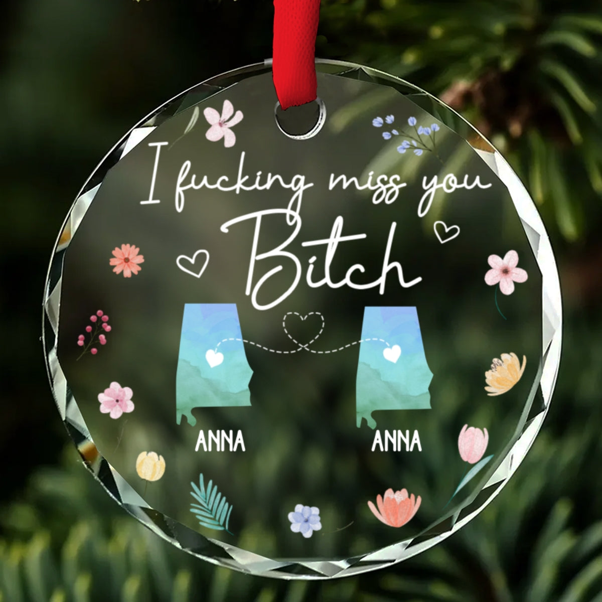 I Miss You Bestie - Personalized Custom Glass Ornament