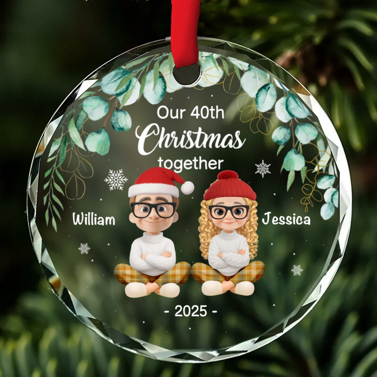 Another Christmas Together - Personalized Custom Glass Ornament