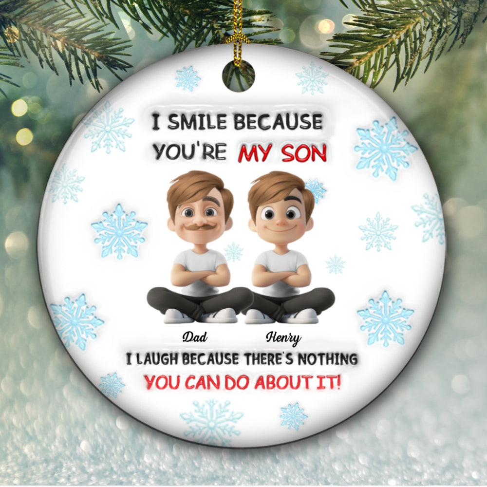 For Son - Personalized Custom 3D Inflated Effect Ceramic Ornament