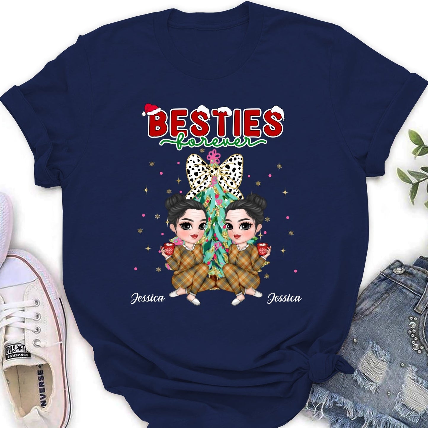 Bestie Sitting Christmas - Personalized Custom Shirt