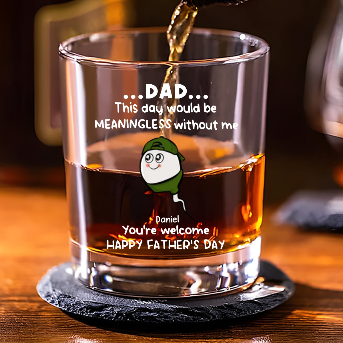 Our Existence Made You Dad - Personalized Custom Whiskey Glass