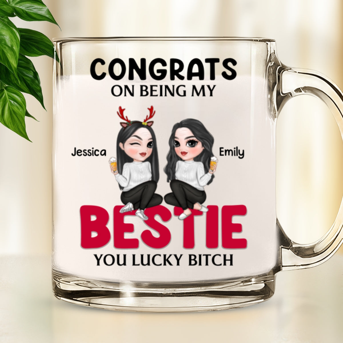 Congrats On Being My Bestie Merry Christmas - Personalized Custom Glass Mug