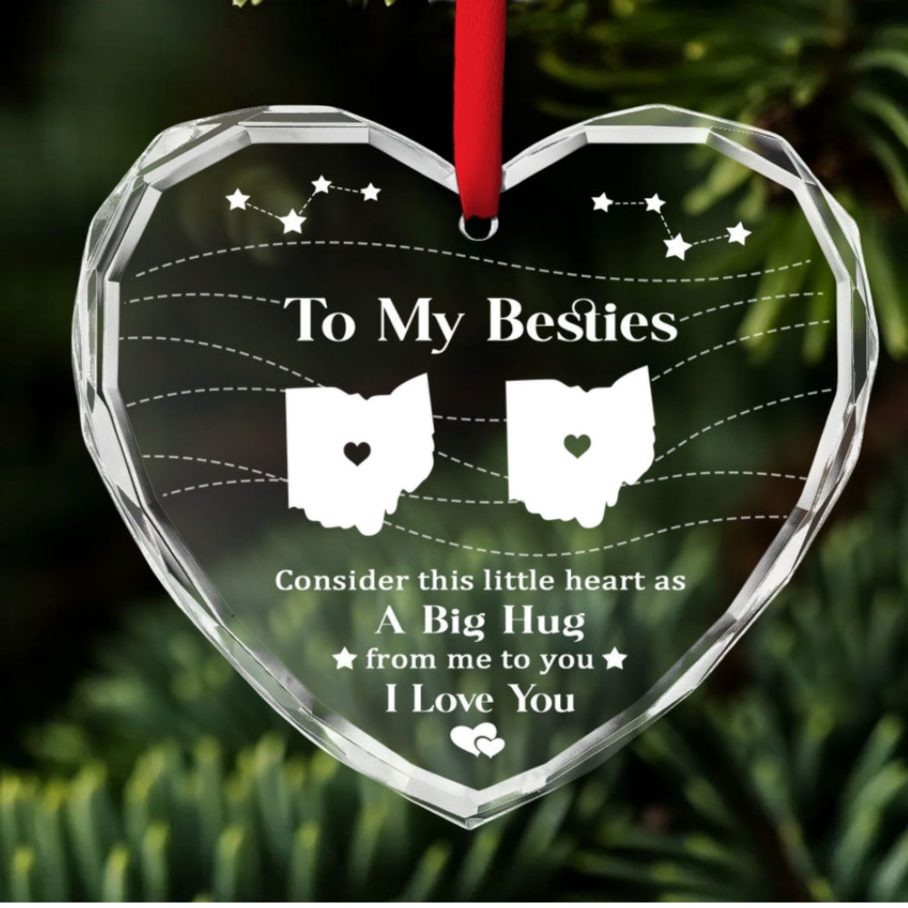Big Hug To My Sisters - Personalized Custom Glass Ornament