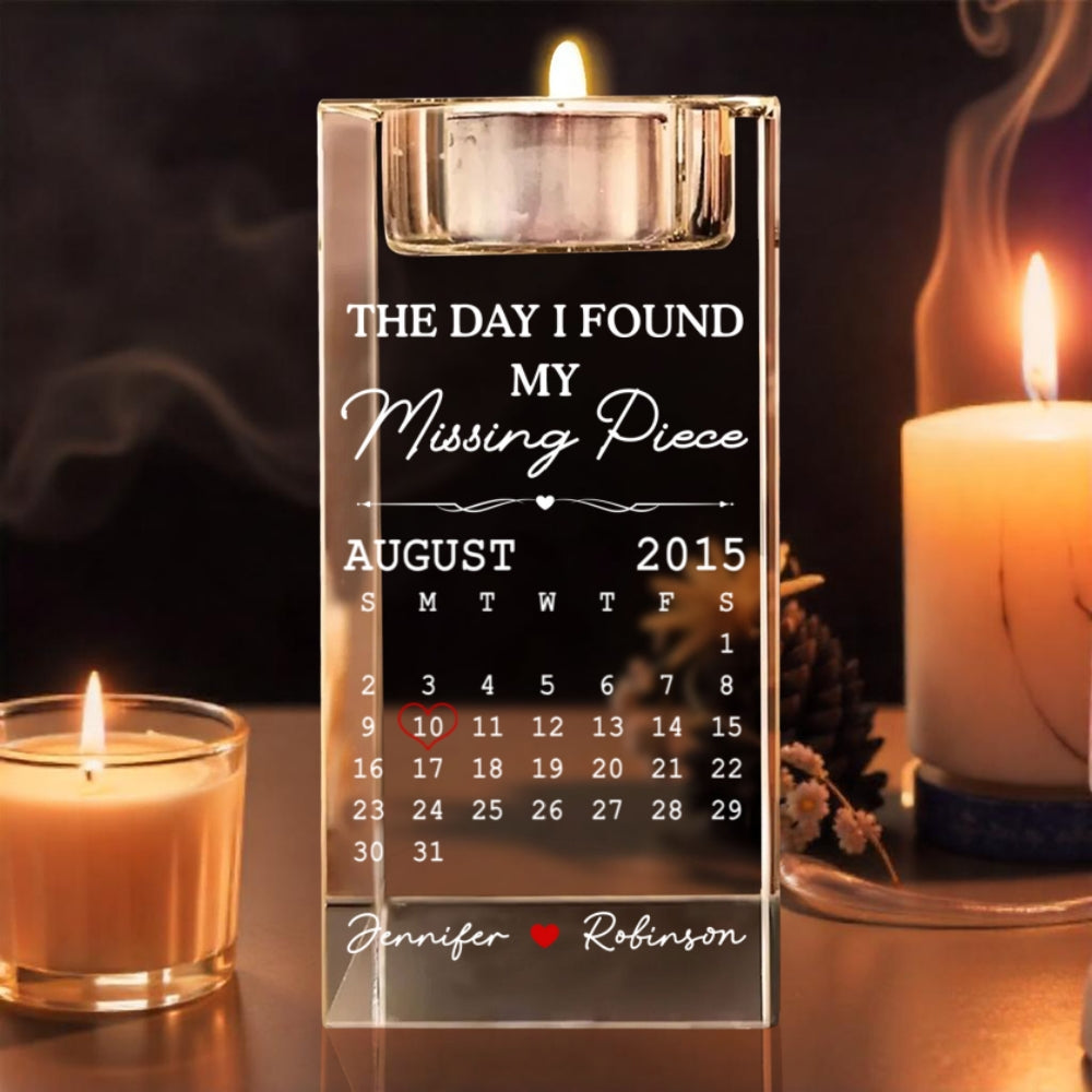Missing Piece - Personalized Custom Crystal Candle Holder