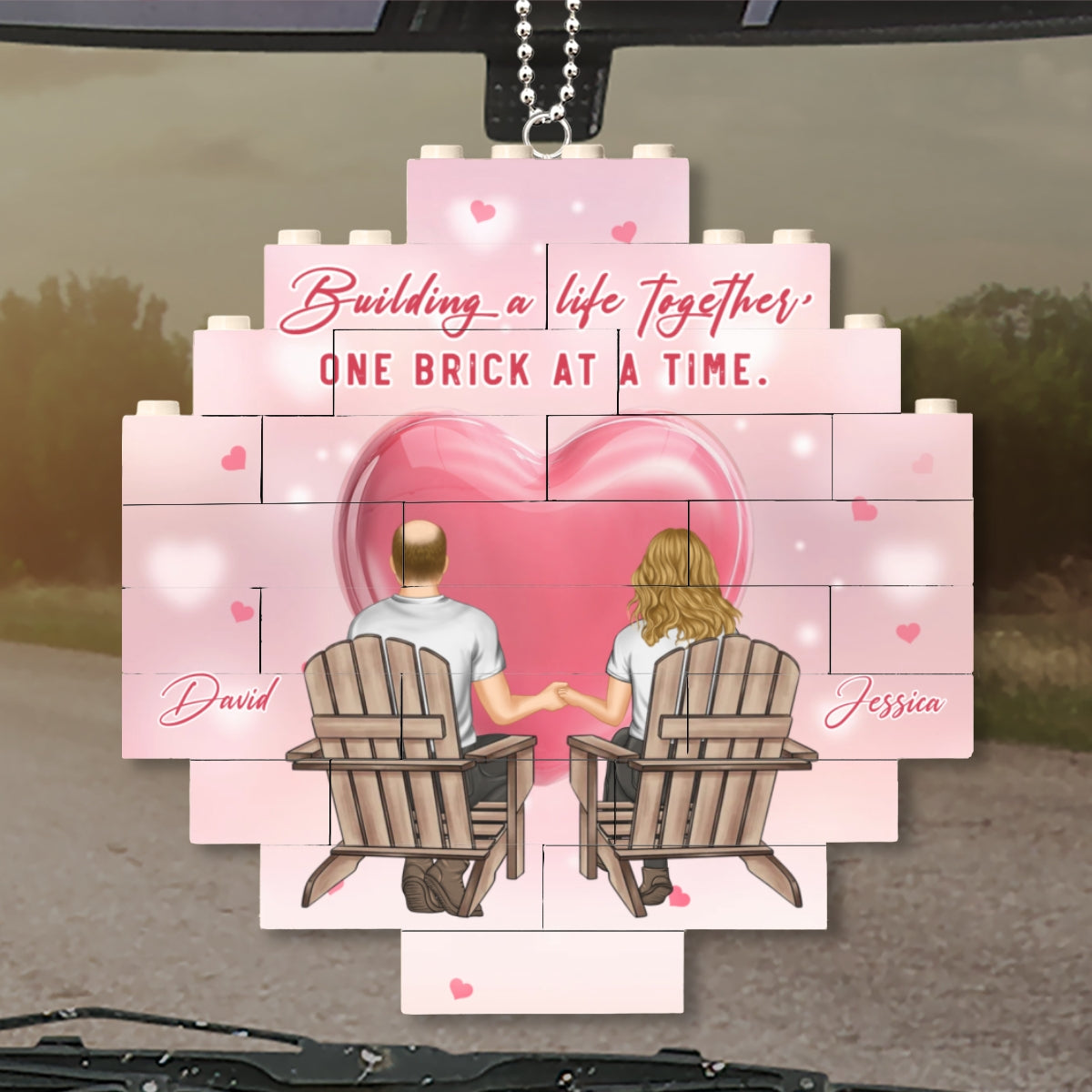 One Brick At A Time- Personalized Custom Puzzle Car Ornament
