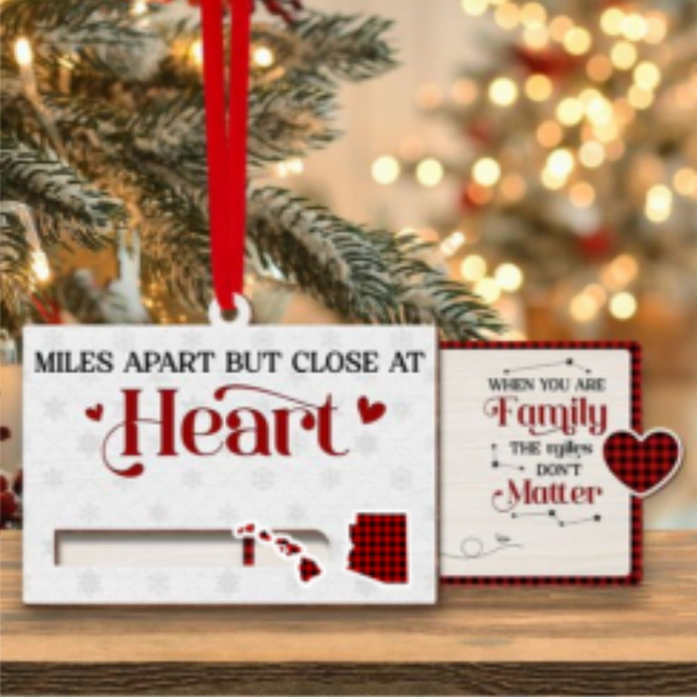 Miles Apart But Close At Heart - Personalized Custom Slide Ornament