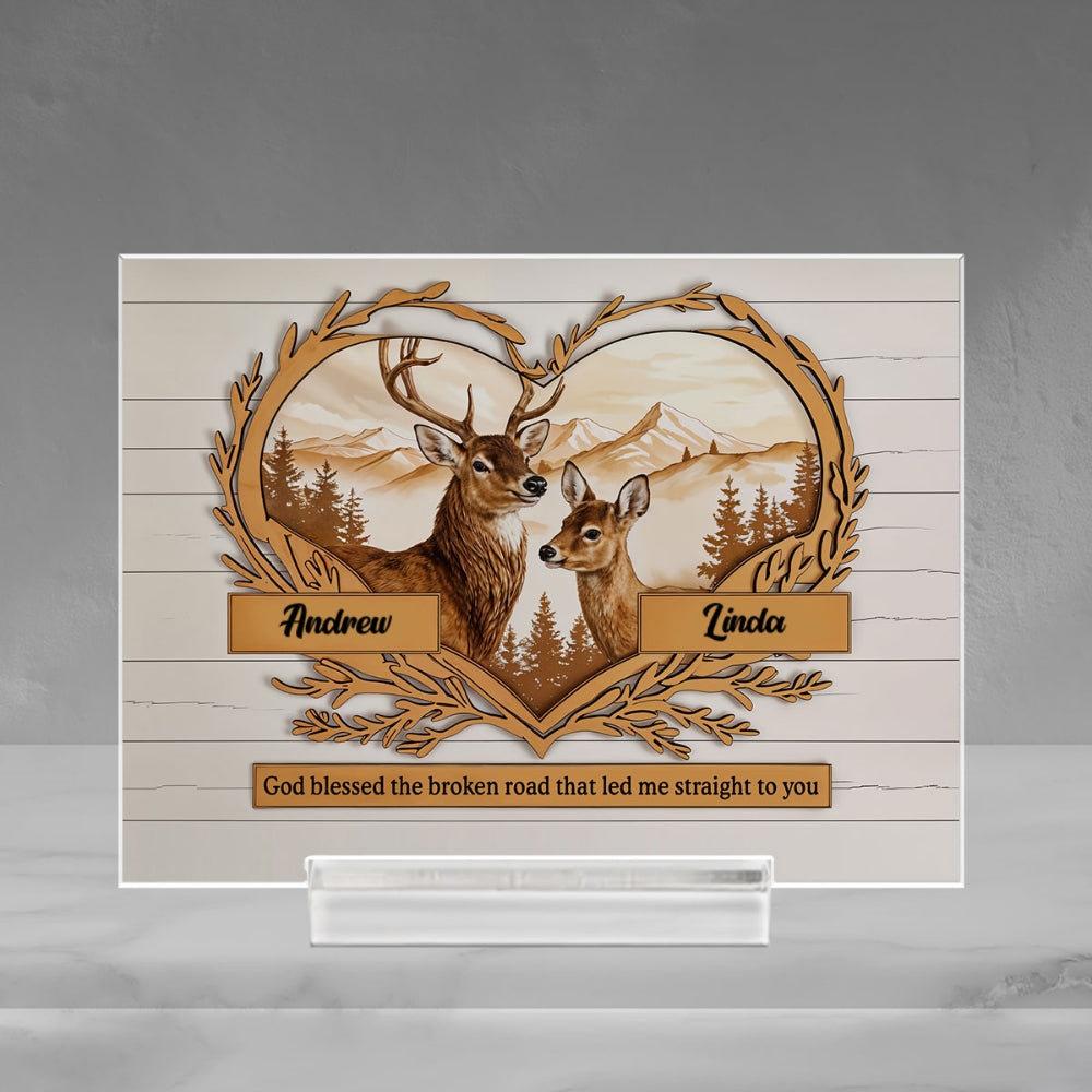 Deer Love - Personalized Custom Acrylic Plaque With Base