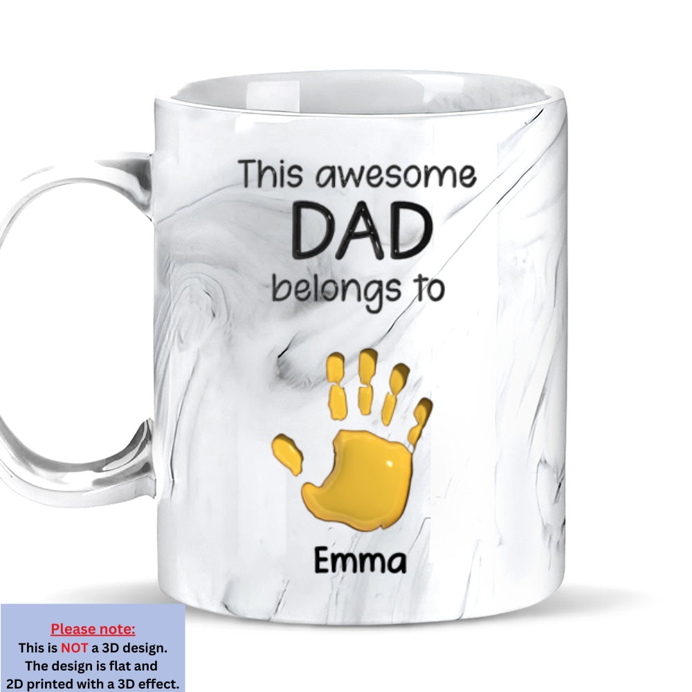 This Awesome Dad Grandpa Belongs To - Personalized Custom Grey Marble Mug