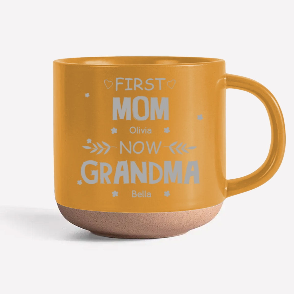 First Mom Now Grandma - Personalized Custom Engraved Pottery Mug