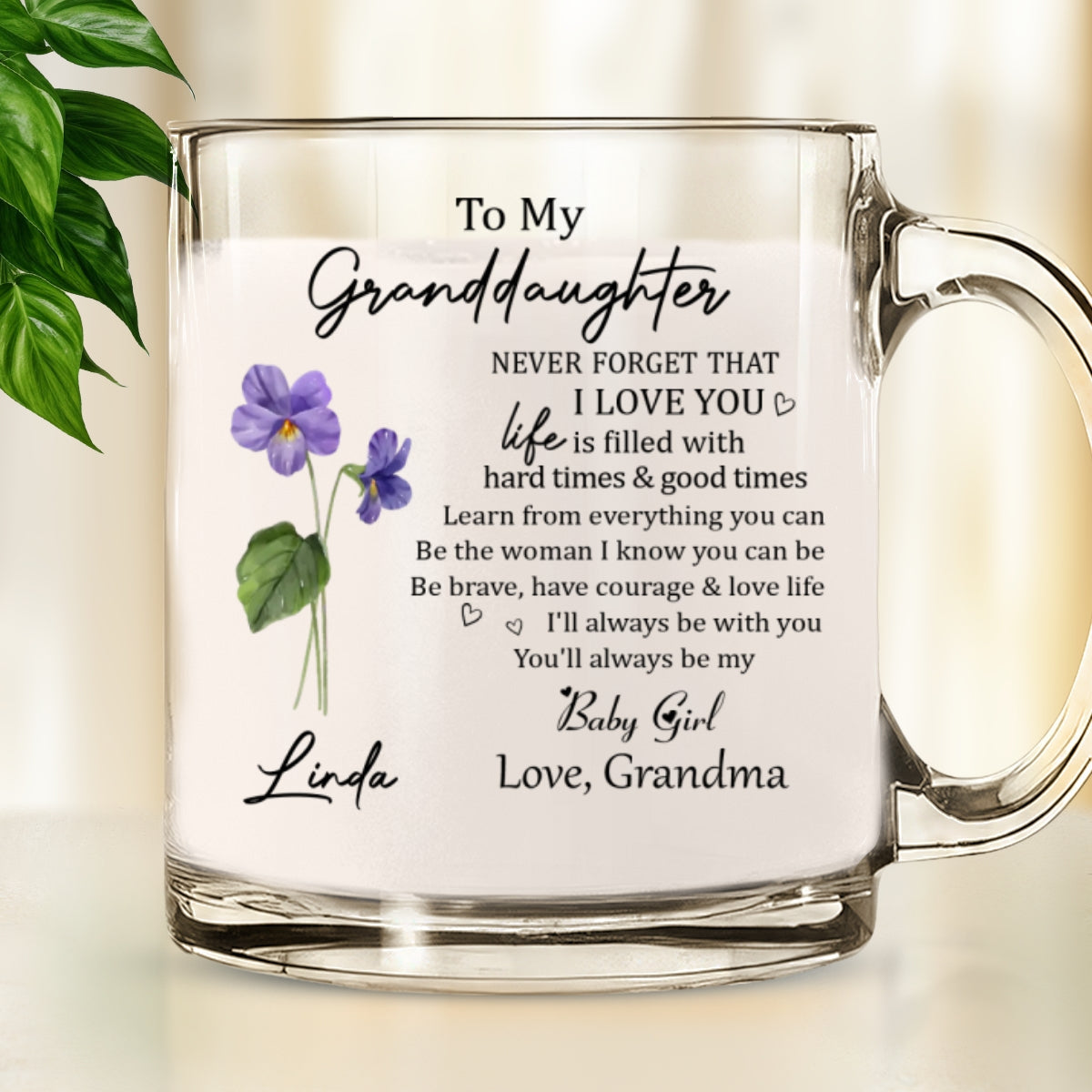 Never Forget Granddaughter - Personalized Custom Glass Mug