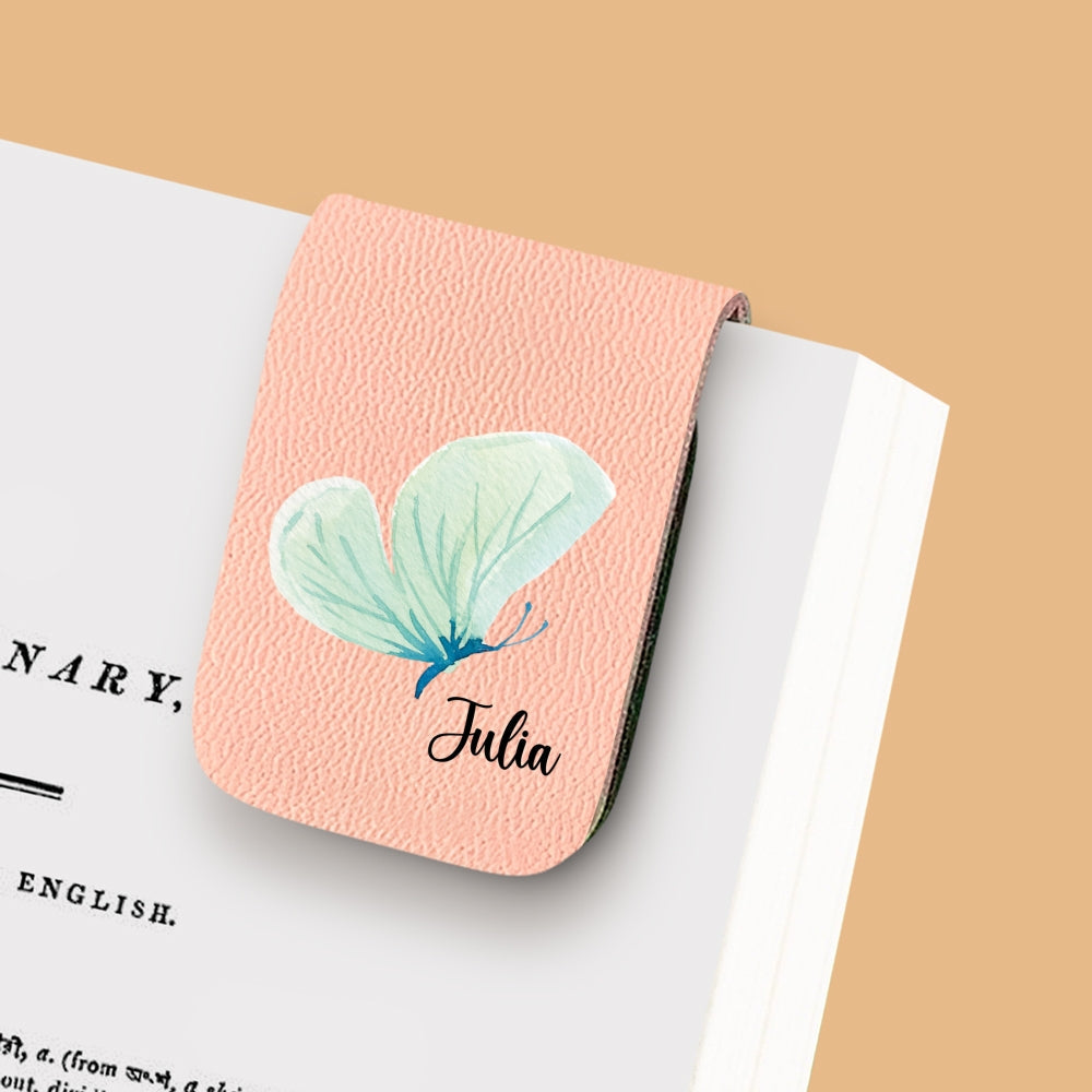 Floral Butterfly - Personalized Custom Leather Bookmark