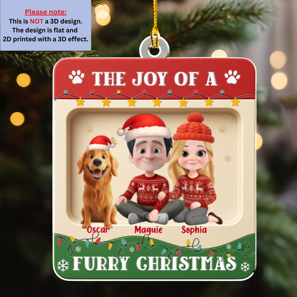 Furry Christmas - Personalized Custom 3D Effect Acrylic Ornament