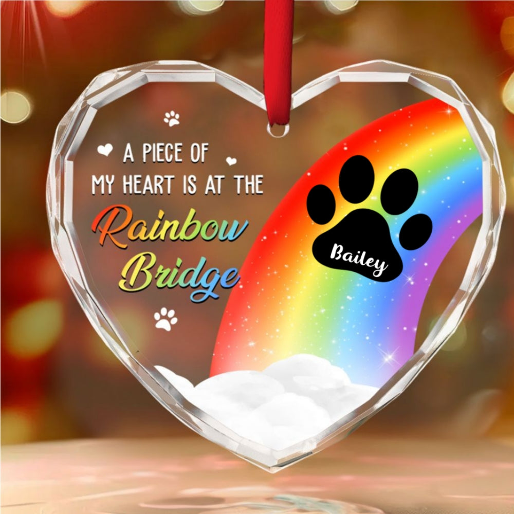 Piece Of Dog Mom Heart - Personalized Custom Glass Ornament