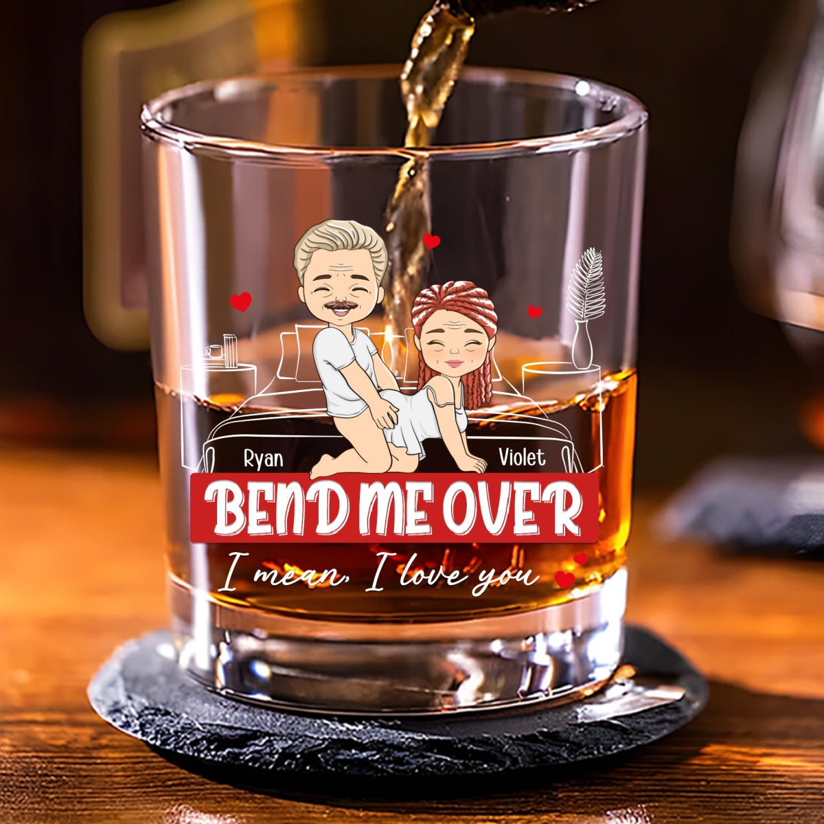 Bend Me Over - Personalized Custom Whiskey Glass