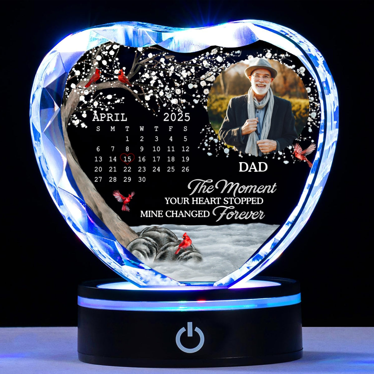My Heart Changed Forever - Personalized Custom Crystal Led Light